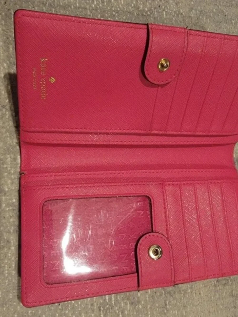 kate spade Hot Pink Saffiano Leather Zip Wallet
